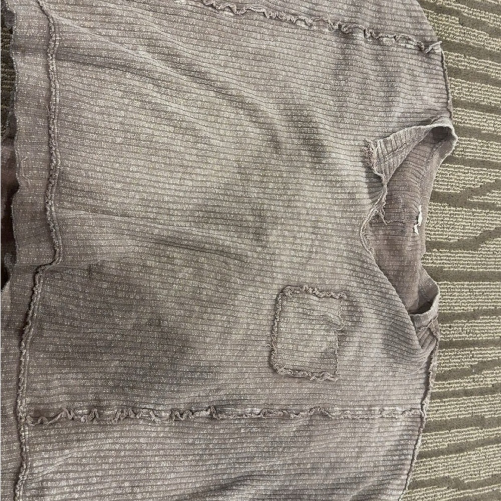 Easel Gray Textured Women's Top